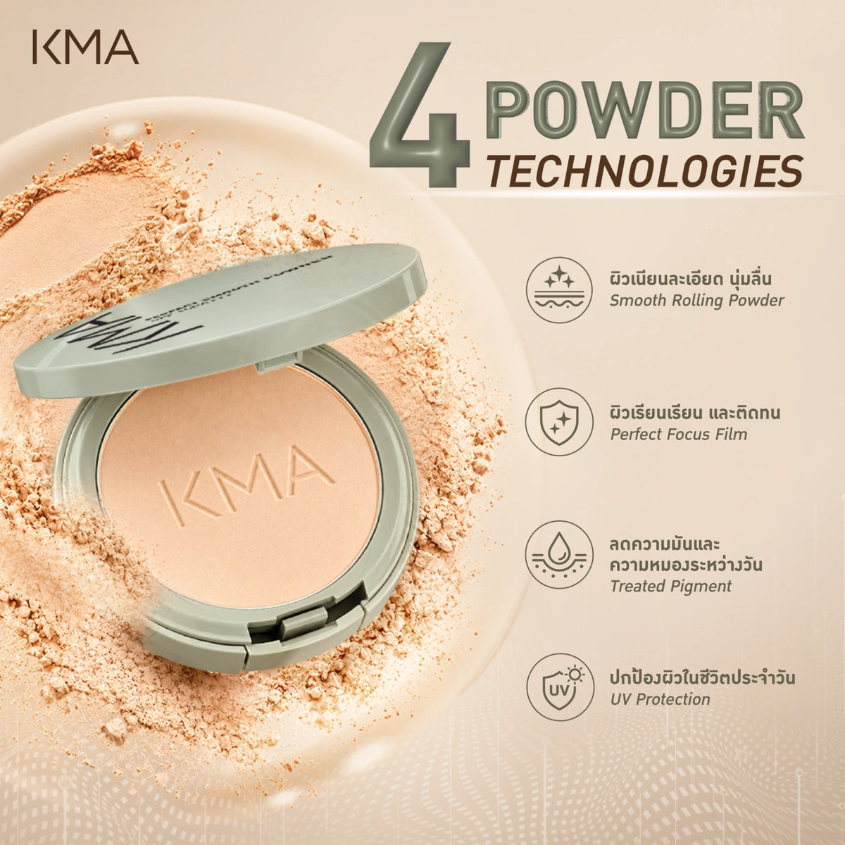KMA Perfect Smooth Powder SPF15 PA+++ 12g แป้งผสมรองพื้นปกปิดขั้นเทพ