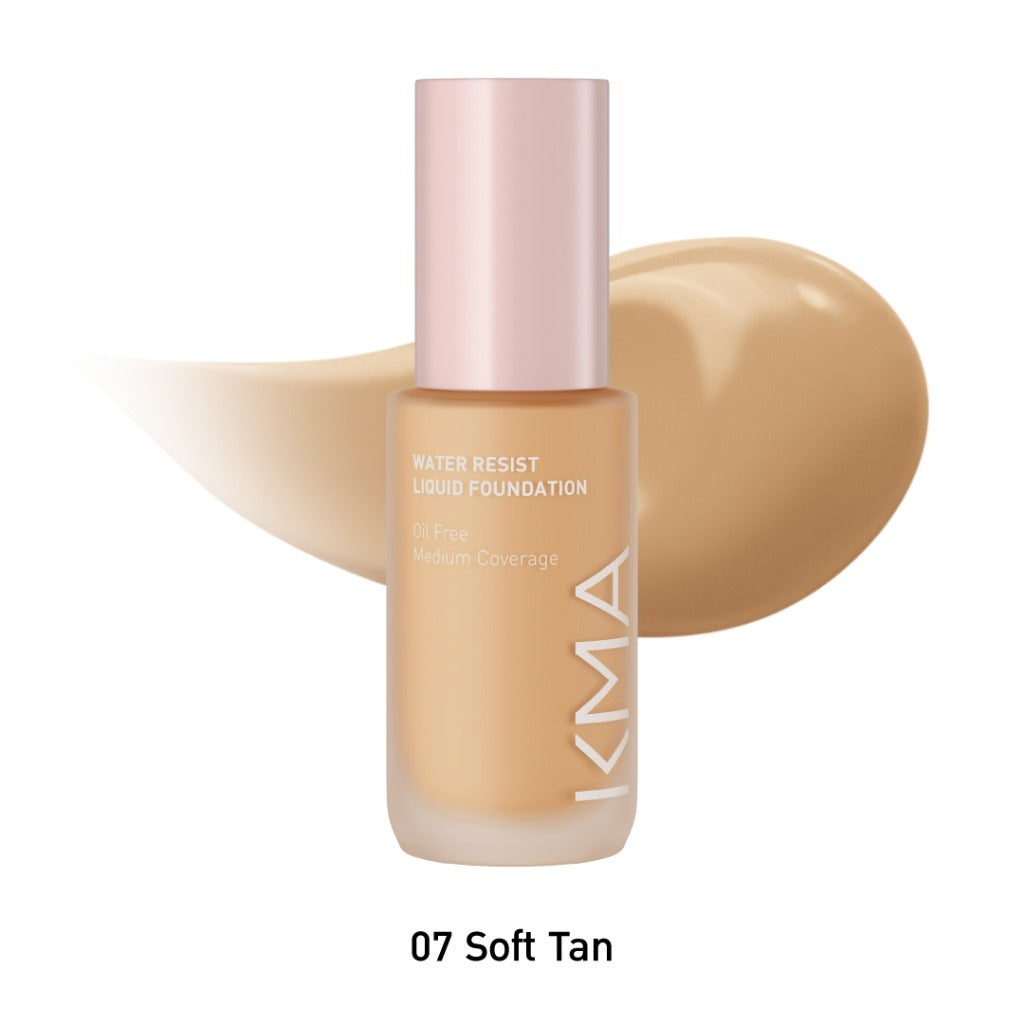 KMA Water Resist Foundation 30ml รองพื้นกันน้ำ คุมมันนาน 12 ชม. Soft Tan