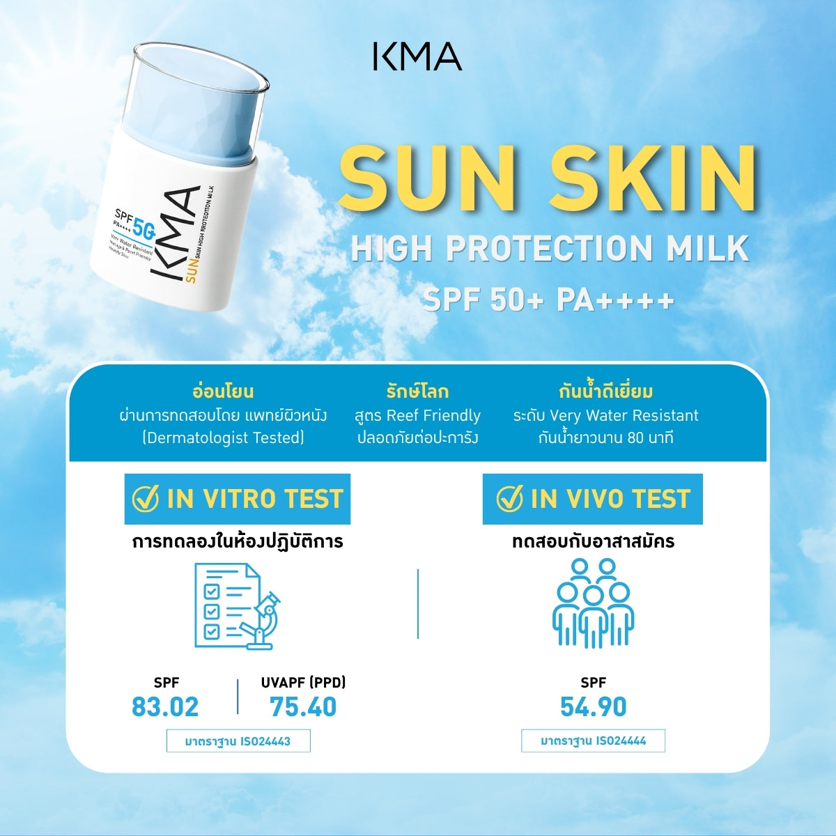 คู่หูปกป้องผิว กันแดดเนื้อน้ำนม พร้อมสเปรย์ล็อคเมคอัพติดทน - KMA